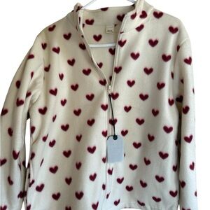 NWT Heart Patterned Creme and Red Women's Sweater M